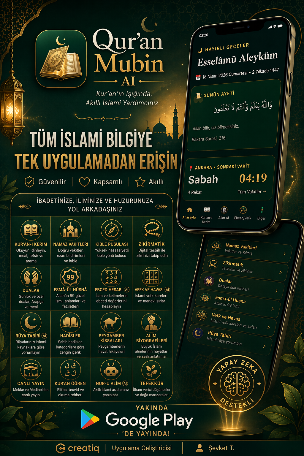Quran Mubin AI uygulama görseli — özellikler ve mobil arayüz